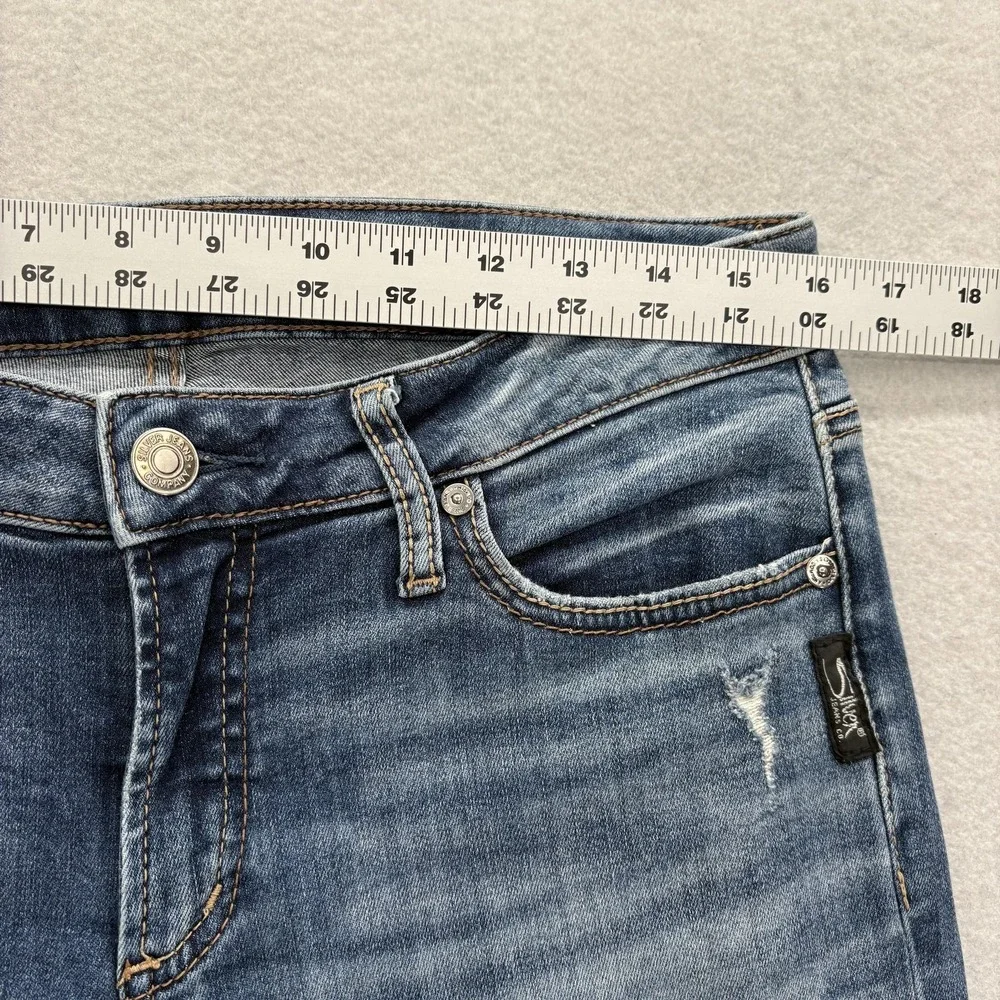 Silver Jeans Suki Slim Womens 30x27 Blue Mid Rise Distressed Stretch Denim Y2K - Picture 7 of 13